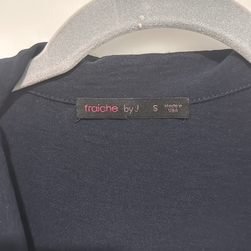 Fraiche by J Tie Waist Long Sleeve Jumpsuit in Navy - Picture 5 of 6